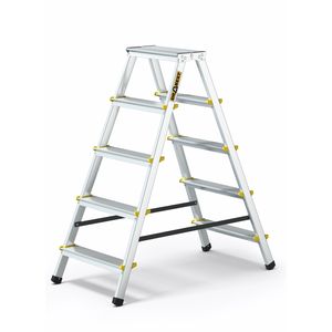 Drabest Klappleiter Leiter Klappbar - 5 Stufen, Tragfähigkeit 150kg - Aluminium, Anti-Rutsch-Füße, Trittleiter Alu, Zertifikat