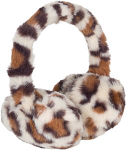 styleBREAKER Damen Ohrenwärmer mit Leoparden Muster, warme kuschlig weiche Winter Ohrenschützer, Kunstfell Earmuffs 04026065, Farbe:Beige