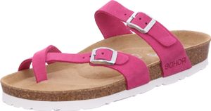Rohde Damen Zehentrenner Pantolette Leder Schnalle Kork Fußbett Alba 5573, Größe:38 EU, Farbe:Pink