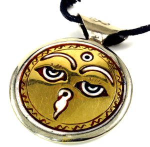 Tibetkette, Nepalschmuck, Amulett Buddha Eye/Mantra, Ketten & Modeschmuck für den Hals