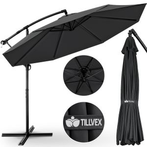 tillvex slnečník antracitový Ø 3 m svetelný záhradný slnečník Market Umbrella Crank Balcony Alu Tiltable