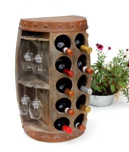 DanDiBo Weinregal Weinfass 1547 Beistelltisch Schrank Fass aus Holz 65cm Weinbar Bar Wandtisch Flaschenregal