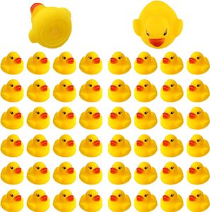 50 Stück Badeente Gummiente Quietscheente Badespielzeug für Kinder Float and Squeak Mini Gelbe Ente Badewannenspielzeug für Dusch Geburtstags Partyartikel