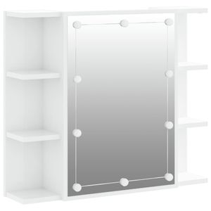 vidaXL Spiegelschrank mit LED Hochglanz-Weiß 70x16,5x60 cm