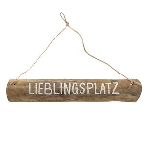 Holzschild LIEBLINGSPLATZ natur weiß Hängeschild aus Treibholz Strandhaus