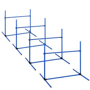 4-er Agility Hürdenset PVC Slalom Haustier höhenverstellbar Trainingsstangen Sprungstangen-Set für Hunde Katzen konditionelles Training Sprungkraft, Beweglichkeit - Blau CEEDIR