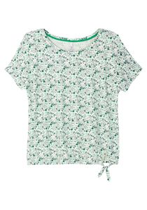 sheego Damen Große Größen T-Shirt mit Gummizugbund und Knotendetail T-Shirt Citywear feminin Rundhals-Ausschnitt - gemustert