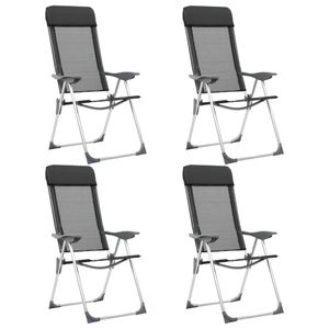 vidaXL Skladacie kempingové stoličky 4 ks Hliníkové čierne