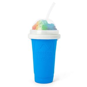 NEU Slushy Maker Cup, Squeeze Cup, Gefrierbecher, Milchshake-Smoothie-Becher mit 2-in-1-Strohhalm und Löffel, tragbarer Squeeze Cup(Blau)