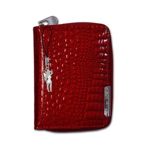 Jennifer Jones RFID blokátor pravej kože Croco Optic peňaženka Dámska peňaženka červená Mini peňaženka červená 8x3x11cm D2OPJ109R
