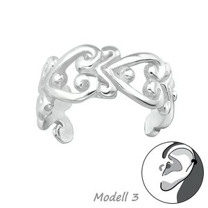 Ohrklemme Silber 925: Ear Cuff Ohrring ohne Loch / Ohrmanschette Modell 3