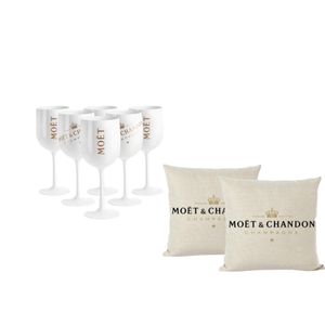 Moët & Chandon Ice Impérial Gläser inkl. 2x Leinen Kissen Geschenkset Champagnergläser weiß