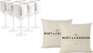 Moët & Chandon Ice Impérial Gläser inkl. 2x Leinen Kissen Geschenkset Champagnergläser weiß