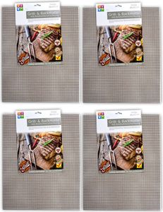 4er Set BBQ Grillmatte Antihaft Dauer Grillmatten | Glasfaser Grillunterlage | Bratfolie Grill Unterlage Backmatte