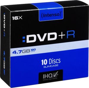 Intenso DVD+R 4.7 GB 16x, DVD+R, 120 mm, Slimcase, 10 Stück(e), 4,7 GB