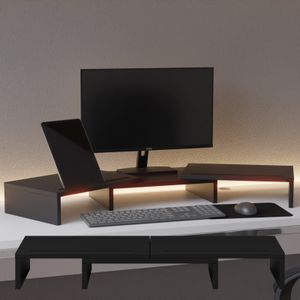 3-tlg. Monitorständer Auflage Unterbau Set Tischhalterung drehbar Bildschirmerhöhung Schwarz