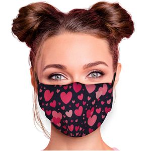Mundschutz Maske in verschiedenen Farben Stoffmaske mit Motiv Mund- Nasenschutz mit wechselbarem Filter einstellbare Ohrbügel, Modell wählen:Herzen