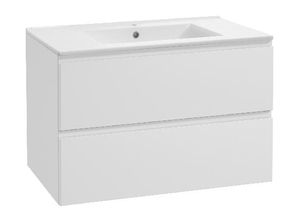 kielle Oudee - Waschtischunterschrank mit Waschtisch, 80x55x46 cm, 2 Auszüge, Weiß glänzend 50002S80