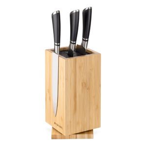 Navaris Drehbarer Magnet Messerblock aus Bambus - Messer Block unbestückt aus Holz für Küchenmesser Kochmesser Kochbesteck - mit Borsteneinsatz