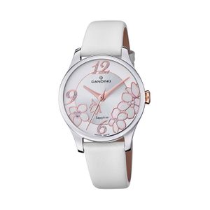 Candino Leder Damen Uhr C4720/1 Analog Fashion Armbanduhr weiß Elegance D2UC4720/1