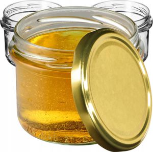 KADAX zaváracie poháre s viečkom "Tartu", zaváracie poháre, 235 ml, 100 ks, zlaté viečko