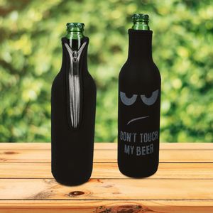 kwmobile 2x 330-500ml Flasche Flaschenkühler - für Bier andere Getränke - Neopren Kühler Don't touch my beer Weiß Schwarz