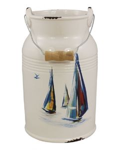 Milchkanne, Henkelkanne, Deko Wasser-Kanne im Marinestil mit Segelbooten