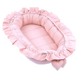 Babynestchen Baumwolle Kuschelnest für Neugeborene 90x50 cm - Baby Nestchen Bett Kokon Fleecestoff Schmutziges Rosa