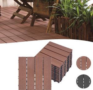 YARDIN Terrassenfliesen 11er set 1m² WPC Fliesen Holzoptik Terrassendielen Klickfliese,  30 x 30 cm Kunststoff Fliesen für Balkon Garten, Braun