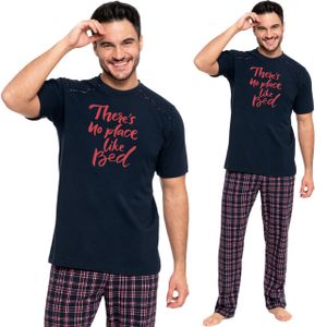 Moraj Herren Schlafanzug Kurzarm + Pyjamahose 5000-007, Farbe: Schwarz/Rot, Große: XL