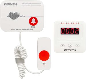 Retekess TH106 drahtloses Anrufsystem, Notruftaste, Krankenpflege, 4-stufige Tonanpassung, 30 Musikoptionen für Senioren