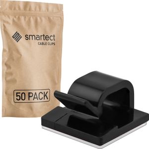 smartect Kabelhalter selbstklebend 1,5x1,5 cm zum befestigen von USB-, Strom- und Ladekabeln, Schwarz, 50 Stück