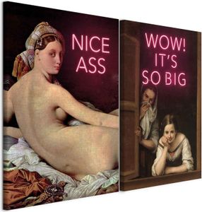 murando - Wandbilder Set Frauen 40x30cm 2 Teilig je 20x30cm Collage 2er Mehrteiligen Gemälden Vlies Leinwandbild Kunstdrucke Leinwand Bilder - Lustige Gästetoilette-Deko Humorvolles h-C-10068-b-a