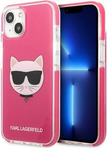Pouzdro Karl Lagerfeld KLHCP13STPECPI pro iPhone 13 mini 5,4", tvrdé, růžové, růžové, Choupette Head