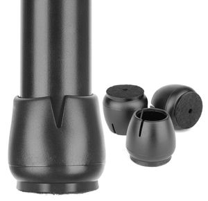 Stuhlbeinkappen – 12–16 mm – mit kratzfestem Filz – Stuhlbeinschoner – Bodenschutz – Stuhlbeinschoner – 16 Stück – Schwarz – Rund