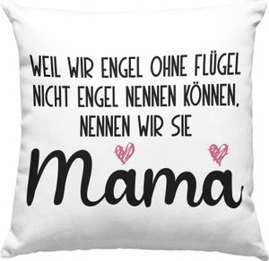 Trendation - Mutter Mama Deko-Kissen mit Füllung 40x40 Geschenk von Tochter zum Geburtstag Weihnachten  Deko-Kissen mit Füllung 40x40 Lustig Geschenke Muttertag Muttertagsgeschenk Engel Ohne Flügel (Grün)