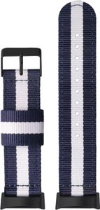 INF Nylon Uhrenarmband für Fitbit Charge 5, Atmungsaktives Sport-Ersatzband Blau + Weiß