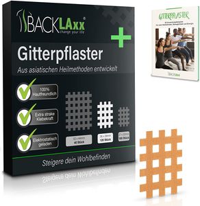 BACKLAxx® Gittertape - 120 Stück  Gitterpflaster Set in Größe Typ b - GRATIS umfangreiches eBook mit über 60 Anwendungsbeispielen
