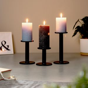 bremermann 3er-Set Kerzenhalter 2in1, Kerzenständer, Metall, schwarz matt