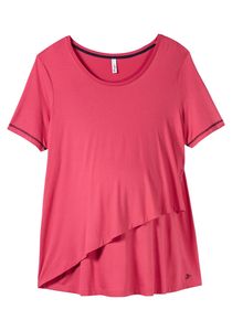 sheego Damen Große Größen Stillshirt in Layer-Optik, mit Stillfunktion Umstandsshirt Umstandsmode feminin Rundhals-Ausschnitt - unifarben
