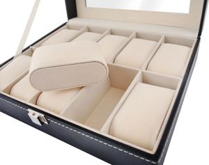 Uhrenbox Uhrenkoffer mit abnehmbaren Organizer Leder Schmuck Uhrenschatulle für bis zu 10 Uhren Uhrenkasten Uhrenkissen aus Kunstleder 1369 Uhrenbox Uhrenkoffer mit abnehmbaren Organizer Leder Schmuck Uhrenschatulle für bis zu 10 Uhren Uhrenkasten Uhrenkissen aus Kunstleder 1369