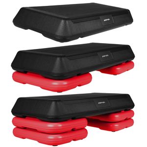 Steppbrett für Aerobic, Stepbench für Fitness 70x36 cm - Höhenverstellbarer Stepper für Zuhause and Outdoor mit 3 Stufen (10/15/20 cm) - Rutschfeste Oberfläche (Rot)