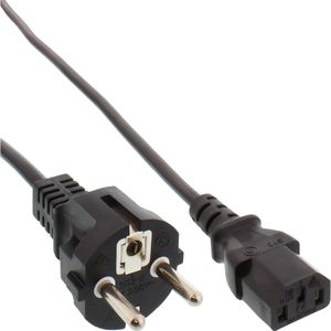 InLine® Netzkabel, Schutzkontakt gerade auf Kaltgerätestecker C13, 1m, schwarz