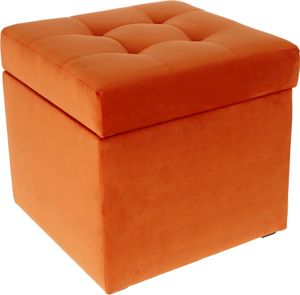 mg design Polsterhocker, 45x45 cm, Farbe Orange – weicher Sitz, aufklappbar mit Stauraum (50l) hält einer Belastung von bis zu 100 kg stand
