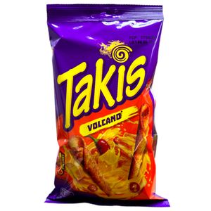 Takis Volcano Hot Maischips mit Käse- und Chiligeschmack 100g | Knusprige, frittierte gerollte Snacks | Pikant und würzig