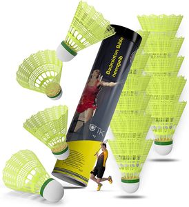 Sportyfits® 12x Federbälle gelb Badmintonbälle für Training & Wettkampf Badminton