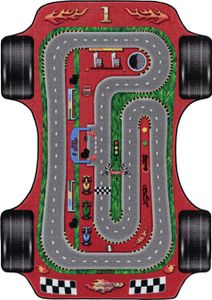 Teppium Kinderteppich Rennstrecke Design Jungen Teppich, Spielteppich Kinderzimmer Teppich, Robust und Pflegeleicht, Rot, 140 x 200 cm