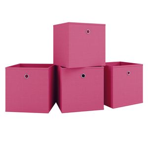 VCM 4er Set Faltbox Klappbox Stoff Kiste Faltschachtel Regalbox Aufbewahrung Boxas Pink