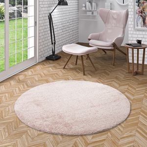 Hochflor Langflor Shaggy Teppich Aloha Rosa Rund, Größe:120 cm Rund