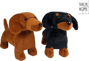 Take me Home Knuffel Pluche - Teckel Lichtbruin, 33cm